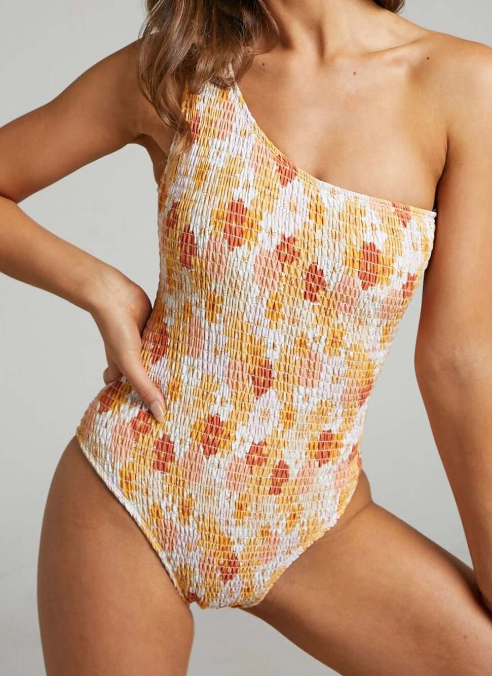 NWT Charlie Holiday Floral One-Shoulder One-Piece Swimsuit L Anthropologie